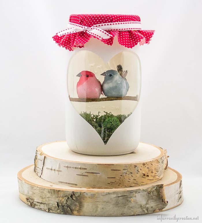 Love Birds Valentines Day Craft #valentinesday #crafts #jars #gifts #decorhomeideas