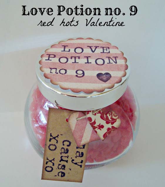 Love Potion Red Hots Valentine #valentinesday #crafts #jars #gifts #decorhomeideas